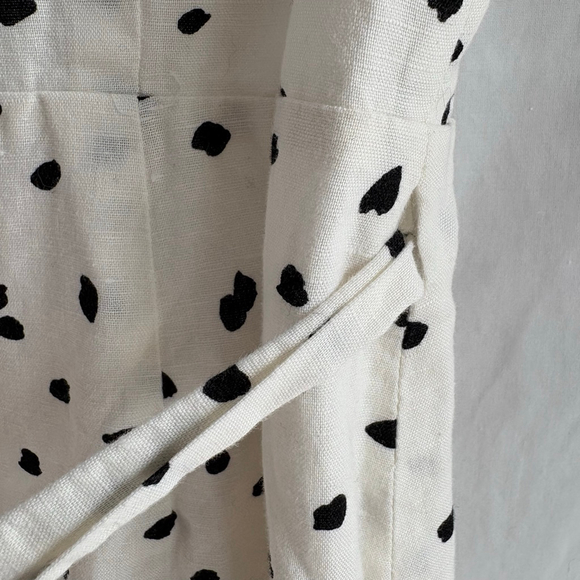 *SOLD E* Banana Republic White Black Polka Dot Linen Wrap Midi Dress Size 4 - Picture 8 of 14